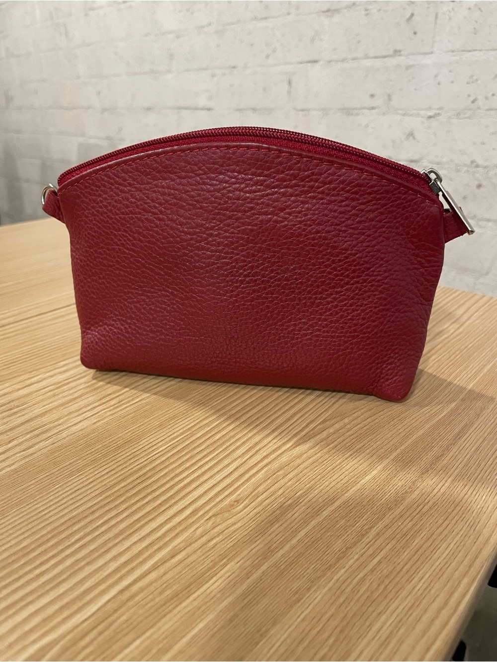 Women's Genuine Leather Red Zip Crossbody Pouch